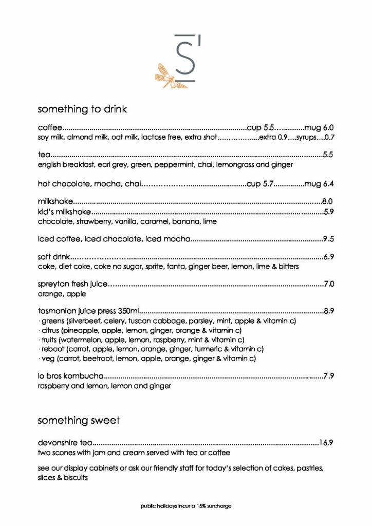 Drinks Menu